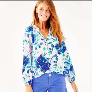 Lily Pulitzer Elsa Sweet Pea Silk Blouse